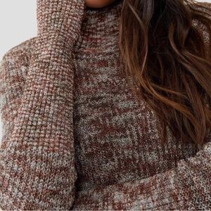 Free People Blair Spacedye Pullover / Orange Red Coffee Combo